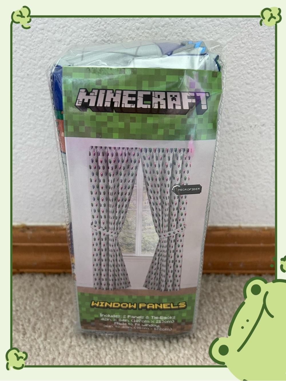 Jay Franco Minecraft Genda Iso Animals Window Panels & Tie-Backs Set 42”X84” New